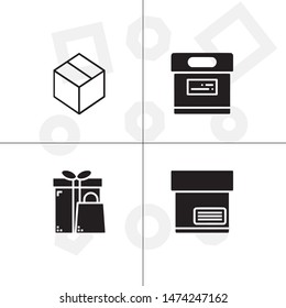 Box, package, parcel, delivery, logistics lineal icon set. Transparent background.