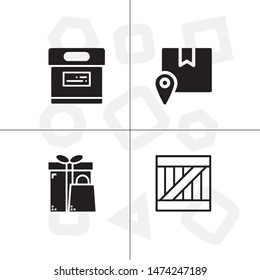 Box, package, parcel, delivery, logistics lineal icon set. Transparent background.
