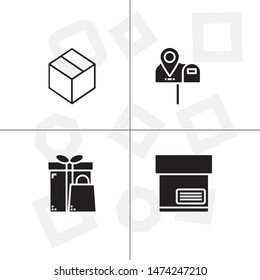 Box, package, parcel, delivery, logistics lineal icon set. Transparent background.