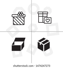 Box, package, parcel, delivery, logistics lineal icon set. Transparent background.