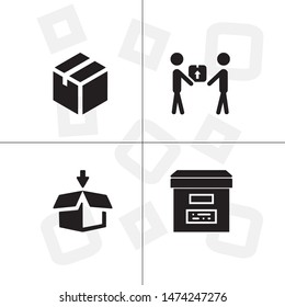Box, package, parcel, delivery, logistics lineal icon set. Transparent background.