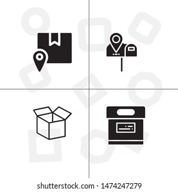Box, package, parcel, delivery, logistics lineal icon set. Transparent background.
