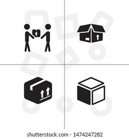 Box, package, parcel, delivery, logistics lineal icon set. Transparent background.