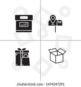Box, package, parcel, delivery, logistics lineal icon set. Transparent background.
