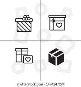 Box, package, parcel, delivery, logistics lineal icon set. Transparent background.