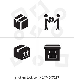 Box, package, parcel, delivery, logistics lineal icon set. Transparent background.