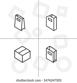 Box, package, parcel, delivery, logistics lineal icon set. Transparent background.