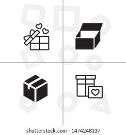 Box, package, parcel, delivery, logistics lineal icon set. Transparent background.