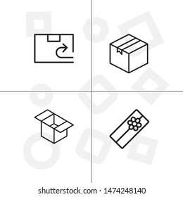 Box, package, parcel, delivery, logistics lineal icon set. Transparent background.