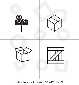 Box, package, parcel, delivery, logistics lineal icon set. Transparent background.