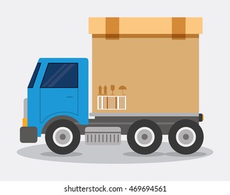 Box package truck delivery shipping icon. Colorfull and flat illustration. Vector graphic