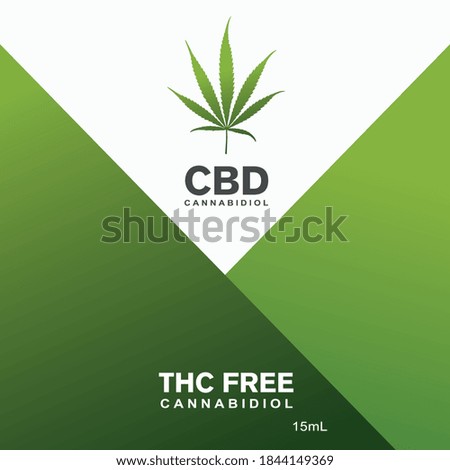 Box, packaging CBD leaf or Marijuana, hemp leaf  template for product Medical cannabis plant design. Graphic design element for printables, web, prints, t-shirt. Vector illustration. Eps 10.