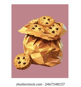 Caja, embalaje de galletas con migas de chocolate. Día de las galletas. Ilustración vectorial aislada, logotipo, icono