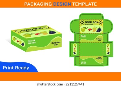 Box packaging design template for custom food