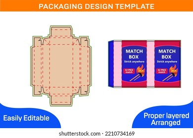Box packaging design template for match