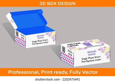 BOX PACKAGING DESIGN TEMPLATE FOR METER