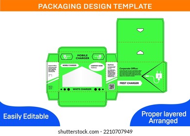 BOX PACKAGING DESIGN  TEMPLATE FOR MOBAILE CHARGER