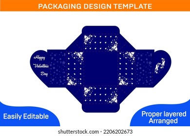 Box Packaging Design Template For Valentines Day Gift