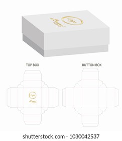 Box packaging die cut template design. 3d mock-up illustration.