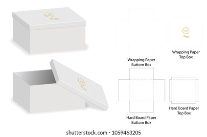 Box packaging die cut template design. 3d mock-up Vector illustration.
