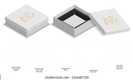 Box packaging die cut template design. 3d mock-up 