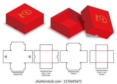 Box Packaging the cut Template Design. 3D-Muster