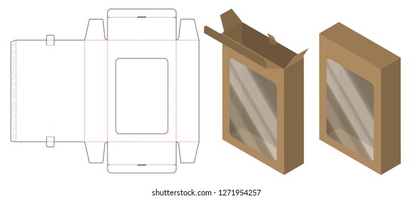 Box packaging die cut template design. 3d mock-up