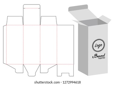 Box packaging die cut template design. 3d mock-up svg