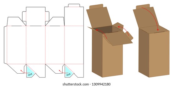 Box packaging die cut template design. 3d mock-up