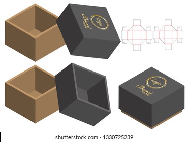 Box packaging die cut template design. 3d mock-up