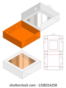 Diseño de la plantilla de corte de envoltura de caja. 3d maqueta