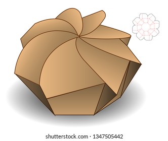 Diseño de la plantilla de corte de envoltura de caja. 3d maqueta