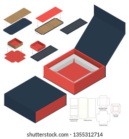 Box packaging die cut template design. 3d mock-up