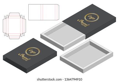 Diseño de la plantilla de corte de envoltura de caja. 3d maqueta