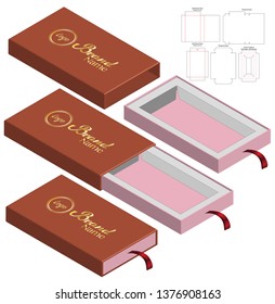Box packaging die cut template design. 3d mock-up