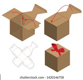 Box packaging die cut template design. 3d mock-up