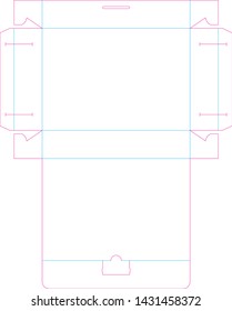 Box packaging die cut template design, Empty shablon, stamp. Vector black isolated circuit, line on white background. Cutting form, box template