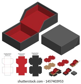 Diseño de Plantilla troquelada de embalaje de caja. Maqueta 3D
