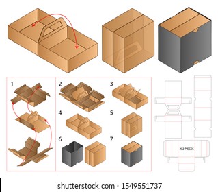 Box packaging die cut template design. 3d mock-up