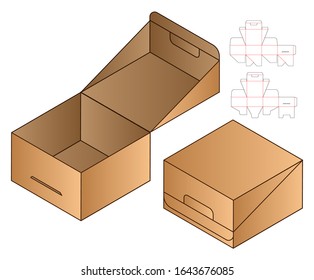 Diseño de la plantilla de corte de envoltura de caja. 3d maqueta