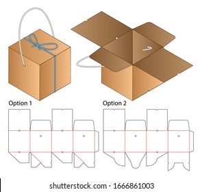 Diseño de la plantilla de corte de envoltura de caja. 3d maqueta