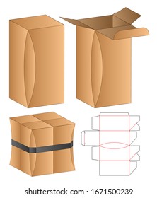 Box packaging die cut template design. 3d mock-up