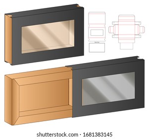Diseño de la plantilla de corte de envoltura de caja. 3d maqueta