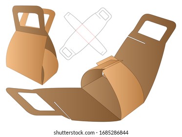 Diseño de la plantilla de corte de envoltura de caja. 3d maqueta