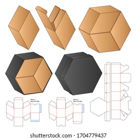 Diseño de la plantilla de corte de envoltura de caja. 3d maqueta