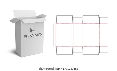 Box Packaging Die Cut Template Design. 3D Mock Up. EPS10 Vector