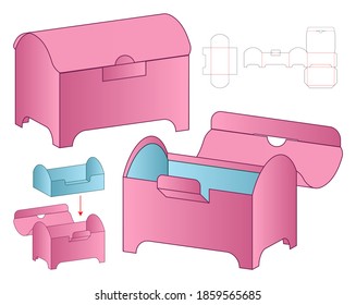Box Packaging the cut Template Design. 3D-Muster