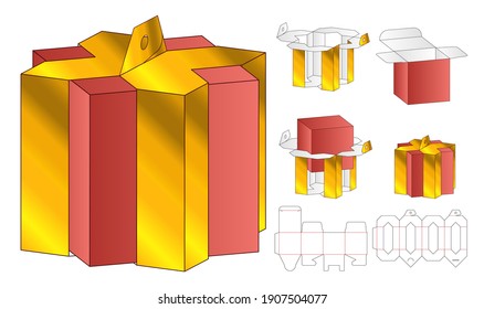 Box Packaging the cut Template Design. 3D-Muster