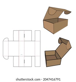Box packaging die cut template design 3d mockup Premium Vector