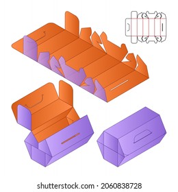 Box packaging die cut template design. 3d mock-up